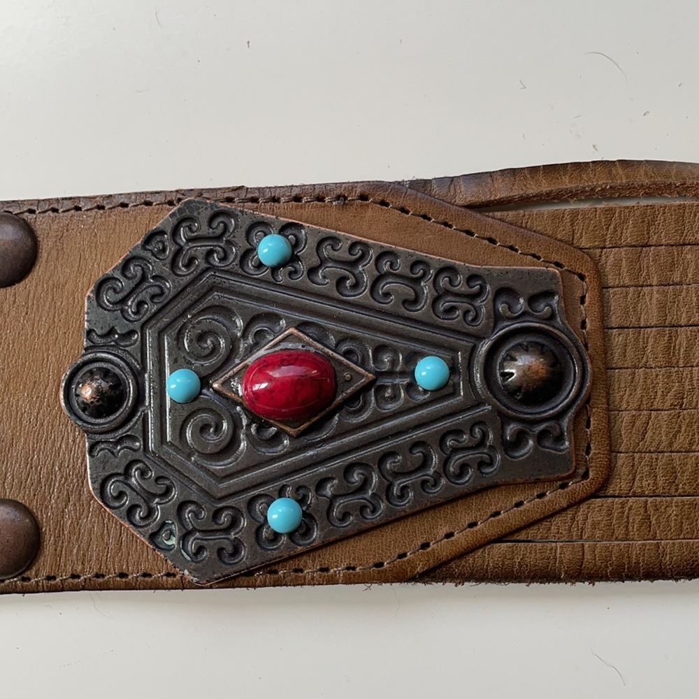 Vintage brown leather handcrafted belt - Picture 8 of 12